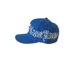 Old English Fitted Hat Blue Script