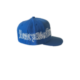 Old English Fitted Hat Blue Script