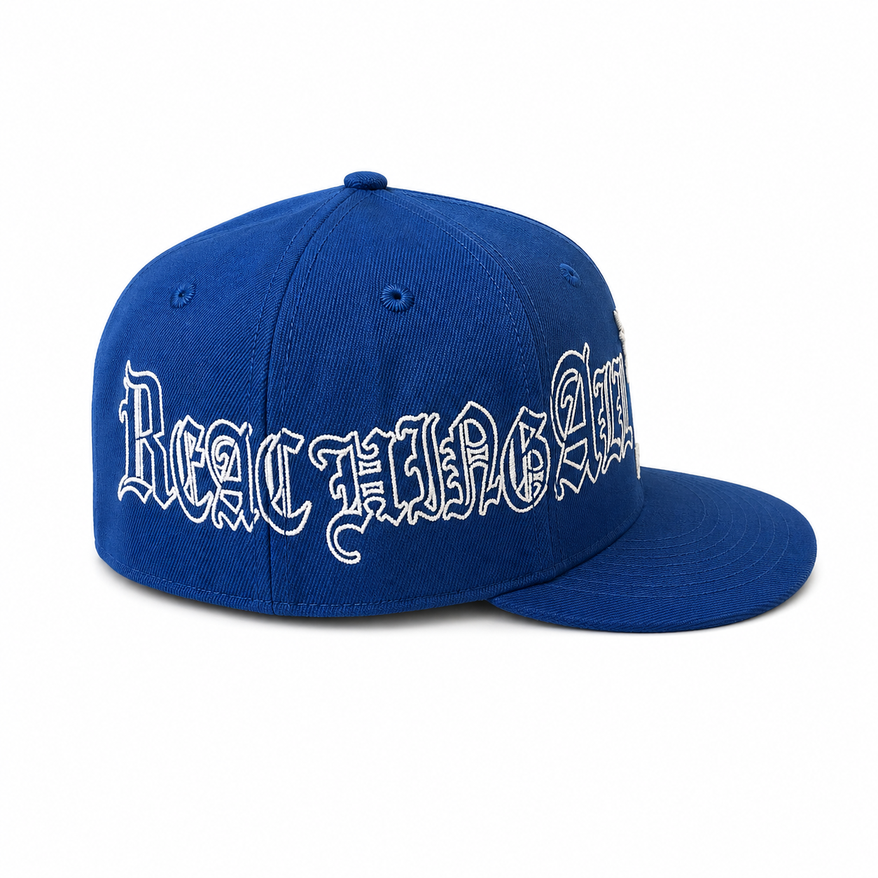Old English Fitted Hat (Blue Script)
