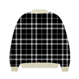 Black and Cream Plaid Cardigan